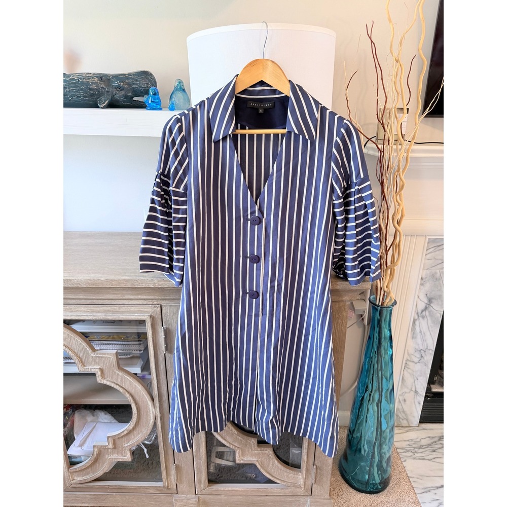 Abbey Glass Striped Shirtdress Womens‎ Navy Blue S